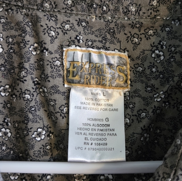 Vintage Express Riders Paisley Gray Button-Up Size L - Picture 3 of 3